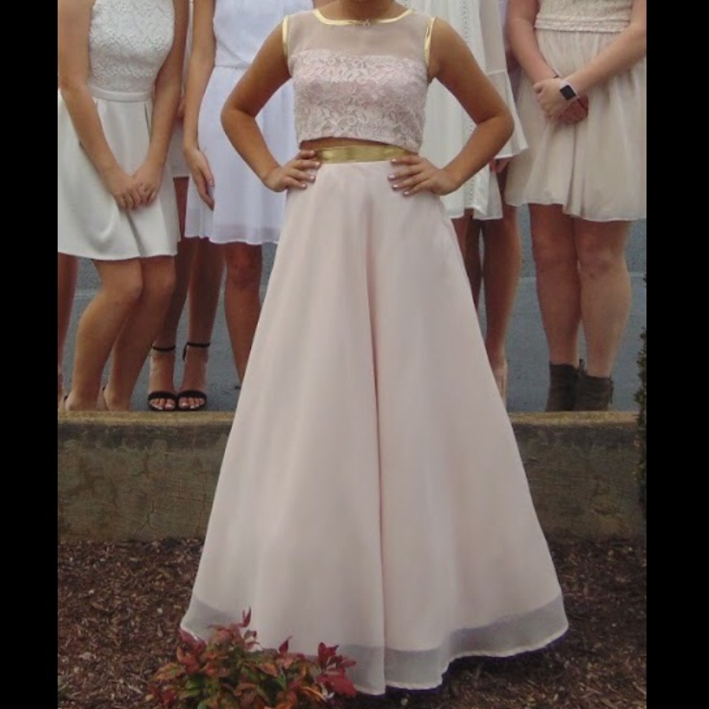 Light pink/gold formal two piece dress